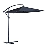 Outsunny Sombrilla de Jardín Ø295x250 cm Parasol Excéntrico Inclinable con Manivela Base Cruzada y Soporte de Metal 8 Varillas para Terraza Exterior Balcón Negro