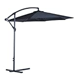 Outsunny Sombrilla de Jardín Ø300x250 cm Parasol Excéntrico Inclinable con Manivela Base Cruzada y Soporte de Metal 8 Varillas para Terraza Exterior Balcón Negro