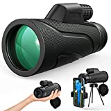 Gafild Monocular, 12 x 50 HD Monocular Impermeable monoculo telescopio portatil para Viajes de Caza, Juego de Pelota, Concierto con Adaptador de Soporte para Smartphone y trípode