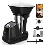 Aigostar Power Cook - Robot de cocina, 1200W robot cocina, 12 programas, 36 recetas electrónicas, 6 velocidades, jarra de acero inoxidable de 1,75L apta para lavavajillas, temperatura de 37 a 120 ºC.