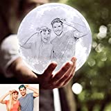 ACED Regalo de san Valentin Lámpara luna impresión 3D personalizada Luz de noche con foto y texto grabados, luna lampara personalizada 3 colores lámpara luna Personalizada Lámpara luna, 15cm