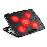 havit Base de Refrigeracion Portatil Ventilador Gaming Cooler con Soporte, Refrigeracion Gaming con 5 Ventiladores silenciosos y 2 Puertos USB, de 14 a 17 (Rojo)