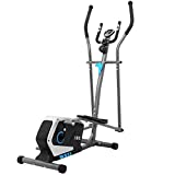 ISE Bicicleta Elíptica Profesional de Fitness para Casa con Sensor de Pulso,8 Niveles de Resistencia, LCD Pantalla, Ajustable Máquina Elíptica de Gimnasio Ejercicio con 8KG Volante de Inercia, SY-9801