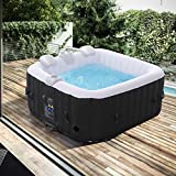 Arebos SPA Hinchable Piscina de hidromasaje | Jacuzzi | Hinchable | Cuadrada | para Interior y Exterior | 154x154cm | 4 Personas | 130 chorros de Masaje | 600 L