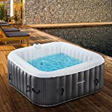 Arebos SPA Hinchable Whirlpool | Inflable | Interior y Exterior | 185x185cm | 6 Personas | 130 chorros de Masaje | con calefacción | 910 litros | Incl. Portada | Masaje de Bienestar y SPA de Burbujas