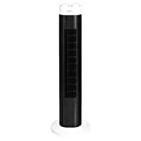 Amazon Basics - Ventilador de columna portátil oscilante con 3 velocidades y temporizador, 45 W
