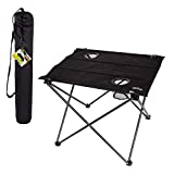 Aktive 52843 - Mesa textil de camping, Mesa plegable, Mesa ligera para camping, 61x53x51 cm, soporta 30 kg, patas de acero, tacos antivuelco, color negro Camping