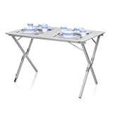 CAMPART TRAVEL Mesa de Camping TA-0802 – 110 x 70 cm – Tablero Enrollable, Gris