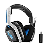 ASTRO Gaming A20 Auriculares inalámbricos Gen 2, ligeros y resistentes, Micrófono volteable para silenciar, Batería hasta 15h, Alcance inalámbrico de 15m, PlayStation 5, PS4, PC, Mac - Blanco/Azul