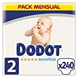 Dodot Pañales Bebé Sensitive Talla 2 (4-8 kg), 240 Pañales + 1 Pack de 48 Toallitas Gratis Cuidado Total Aqua, Óptima Protección de la Piel de Dodot, Pack Mensual