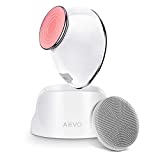 AEVO Cepillo de Limpieza Facial, Limpia 6 veces mejor, Masajeador Térmico 2 en 1 con Vibraciones Sónicas, Cabezal de Silicona Desmontable Para Exfoliación, Recargable, Para mujeres/Hombres, Blanco