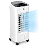 Klarstein 45 W, Climatizador Portatil Frio 5 en 1 Ionizador, Mini Enfriador de Aire Evaporativo de Agua, Silencioso Modo Noche, Humidificador, Ventilador, Purificador, Aparatos Aire 146m³/h, Blanco