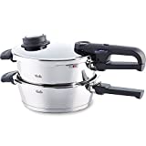 Fissler vitavit premium / Juego de ollas a presión (4,5 + 2,5 litros, Ø 22 cm) de acero inoxidable, 2 niveles de cocción, apta para cocinas de inducción, gas, vitrocerámica y eléctricas