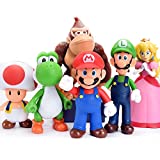 BSNOW 6pcs/Set Super Mario Figuras de juguete para niños - Mario & Luigi Figuras - Yoshi & Mario Bros Figuras de acción Mario PVC Figuras de juguete