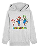 SUPER MARIO Sudadera Niño con Capucha, Sudadera Gris con Personaje Mario Bros y Luigi, Merchandising Oficial Regalos para Niños y Adolescentes Edad 3-14 Años (Gris, 11-12 Años)