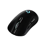 Ratón inalámbrico Logitech G703 LIGHTSPEED para juegos, sensor HERO 25K, 25.600 DPI, RGB, pesos ajustables, 6 botones programables, batería de larga duración, compatible con PowerPlay, PC/Mac, negro