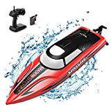 tech rc Barco de Control Remoto?Barco RC de Alta Velocidad de 2,4 GHz?Recordatorio de Batería Baja, Nunca Vuelque, Diseño Impermeable Sellado, Varios Modos , Barco Deledirigido para Piscina