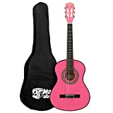 Mad About MA-CG09 Guitarra clásica, tamaño 1/2, guitarra clásica rosa, colorida guitarra española con bolsa de transporte, correa, púa y cuerdas de repuesto