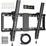 BONTEC Soporte TV Pared para Pantallas de 37-82 Pulgadas Plana & Curva LED LCD hasta 60 kg, Soporte Pared TV de Inclinable, Soporte TV Máx VESA 600x400 mm, con Brida para Cables y Nivel de Burbuja