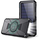 Power Bank 30800mAh Batería Externa Movil con?15W Carga Inalambrica + Dual QC 4.0 + PD 25W Carga Rápida + Linterna LED?4 Outputs & 3 Inputs Cargador Solar Tipo C Batería Portátil Acampar al Aire Libre