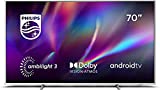 Philips Ambilight 70PUS8505/12 - Televisor Smart TV de 70 Pulgadas (4K UHD, P5 Picture Engine, Dolby Vision, Dolby Atmos, Control de Voz, Android TV), Color Plata Claro (Modelo de 2020/2021)