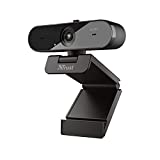 Trust Taxon Webcam 2K QHD (2560 x 1440), Dos Micrófonos Integrados, 30 FPS, Autofocus, Camara Web, Web Cam, para Streaming, Youtubers, Videoconferencia, Skype, Teams, Ordenador/PC/Mac/Macbook, Negro