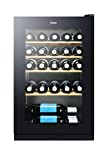 Haier Wine Bank 50 Series 3 WS30GA- Vinoteca de 30 botellas,Estantes de madera, Filtro Anti-UV, Sistema Bloqueo de Puerta, Display Digital,Iluminación LED, Silenciosa 38 dbA, Antivibraciones, Clase G