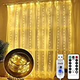 Bigzom Luces de Cadena de Cortina, 3x 3m 300 LED USB cortina luces con Mando a Distancia 8 Modos de Luz, cortina luces led exterior,Resistente al aguapara para Decoración Ventana,Navidad,Fiestas