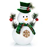com-four® Figura muñeco de Nieve Talla L -Ideal como decoración de Mesa- Bonita Figura Decorativa navideña para Interior (Verde-Blanco - L)