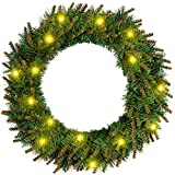 Guirnalda de Navidad, 30 cm Corona de Navidad Para Puerta LED, Corona de Adviento artificial con luces, LED Adorno Corona de Navidad para decoración del hogar, Decoración de Navidad para Ventana,Pared