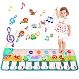 BelleStyle Alfombra Musical Juguetes Niños 1 Año, Juguetes Bebe 1 Año, Alfombra de Piano con 8 Animales, Alfombrilla de Baile Educativo Juguetes Regalo para Niños Niñas Bebe 1 2 3 4 5 Años - 110*36cm