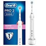 Oral-B PRO 2 Sensi Ultrathin Cepillo de Dientes Eléctrico con Mango Recargable, Tecnología Braun y 1 Cabezal de Recambio, Encías Fuertes y Sensibles, 2000 - Blanco