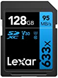 Lexar Profesional 633x Tarjeta SD 128 GB, Tarjeta SDXC UHS-I, Hasta 95 MB/s de Lectura, para DSLR de gama media, Videocámara HD, Cámara 3D (LSD128GCB1EU633)