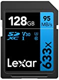 Lexar Profesional 633x Tarjeta SD 128 GB, Tarjeta SDXC UHS-I, Hasta 95 MB/s de Lectura, para DSLR de gama media, Videocámara HD, Cámara 3D (LSD128GCB1EU633)