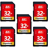 Gigastone 32GB Tarjeta de Memoria SD, Paquete de 5, 5 minijacas, Clase 10 SDHC Tarjeta de Memoria de Alta Velocidad Full HD Video Canon Nikon Sony Pentax Kodak Olympus Panasonic Digital Camera