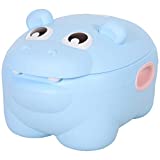 HOMCOM Orinal para Bebés en Forma de Hipopótamo 2 en 1 con Tapa Cubo Extraíble y Cepillo Inodoro para Aprender Entrenamiento Carga 25 kg 40x30x23 cm Azul