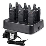 Retevis RT622 Walkie Talkie, PMR446 Profesional Walkie Talkie con Cargador de 6 Vías, 16 Canales, VOX CTCSS/DCS, Recargable Walkie Largo Alcance para la Escuela, Restaurantes (Negro 6 Packs)