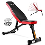 ISE Banco de Pesas Musculación Ajustable Plegable Multifuncional Inclinable Reclinable, Banco de Peso Plano Declinado Inclinado Abdominales para Fitness Entrenamiento Profesional con Respaldo, SY-5021