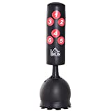 HOMCOM Saco de Boxeo de Pie 165 cm con Base Rellenable de Agua 22,5 kg o Arena 27,5 kg y Ventosas de Goma para Adultos y Niños 50x50x165 cm Negro