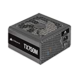 Corsair TX750M (2021), TX-M Series, 750 Watt 80 PLUS Gold Fuente de Alimentación ATX Semimodular y Silenciosa (Funcionamiento Silencioso, Condensadores de 105 °C, Tamaño Compacto) Negro