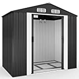 Gardebruk Cobertizo de Jardín 196x132x188 Antracita Caseta de Metal 3,1m³ Herramientas Puertas Corredera