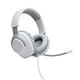 JBL Quantum 100 Auriculares para gamers con sonido QuantumSOUND, micrófono Boom y, diseño ligero y cómodo a la par que llamativo, compatible con múltiples plataformas, en blanco