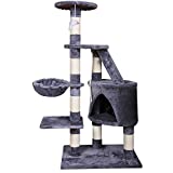 MC Star Árbol para Gato Torre de Escalada 120cm Gris Estable Rascador con Nidos, Hamaca, Plataformas, Juguete para Gatos, Poste De Rascar De Sisal Natural, PCT01305