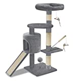 VOUNOT Árbol Rascadores para Gatos con Plataformas y Refugios, 115cm, Gris