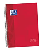 Oxford, Cuaderno A4 cuadrícula 5x5, tapa dura, 10 bandas color, 150 hojas microperforadas, color rojo
