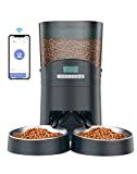 HoneyGuaridan 6.5L Comederos automáticos para 2 Gatos y Perros, 2.4G WiFi App Control Dispensador Automático Comida Gatos, Control de Porciones, grabadora de Voz 10S, 1-6 Comidas por día