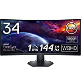 DELL S3422DWG - Monitor Curvo Gaming de 34'' WQHD (3440 x 1440,VA, 21:9, 1800R, HDMI 2.0 x2, DisplayPort 1.4 x1, 1ms, 144Hz, AMD FreeSync Premium, HDR 400,anti-glare), Negro