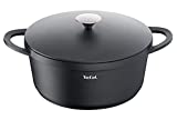 Tefal E21853 Trattoria - Olla con tapa de hierro fundido antiadherente (28 cm), color negro