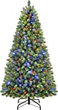 SHareconn Árbol de Navidad Artificial de 180cm con 1018 Puntas de Rama, con 330 Luces Blancas Cálidas & Multicolores y Soporte de Metal Plegable, Montaje Rápido