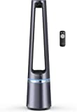 Rowenta Eclipse 2 en 1 QU5030 ventilador purificador sin aspas de 12 velocidades, purificador, ventilador, filtra partículas finas, silencioso, oscilación, luz decorativa, encendido programable, Plata